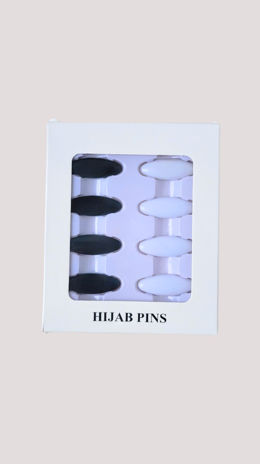 Hijab Pins - Black & White - Set of 8
