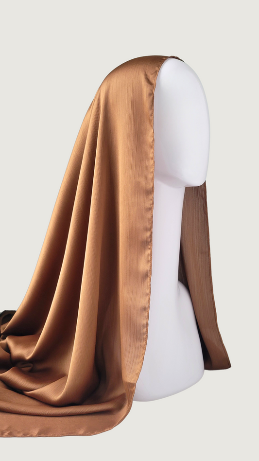 Satin Crinkle Hijab - Bronzed