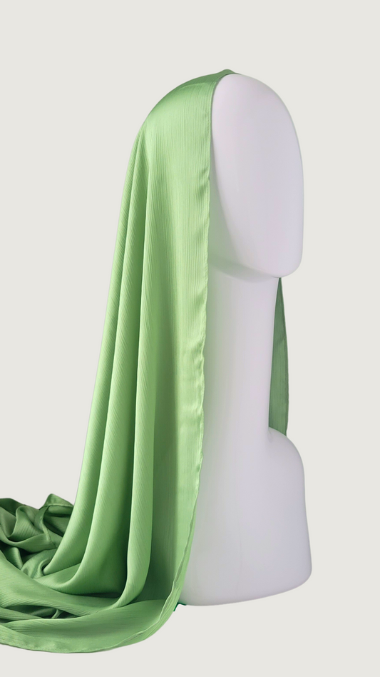Satin Crinkle Hijab - Green Apple