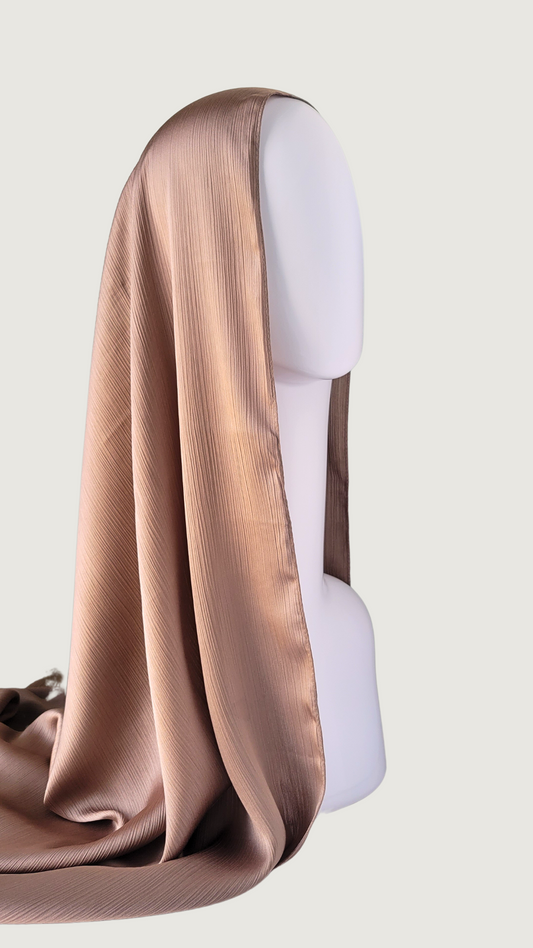 Satin Crinkle Hijab - Soft Amber